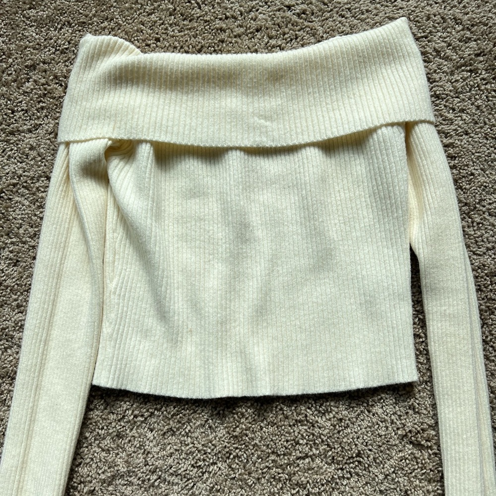 Cropped off the shoulder knit sweater